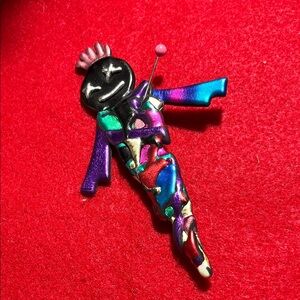 Colorful Handmade Voodoo Doll Pin Brooch by Oscar, native New Orleans artist.